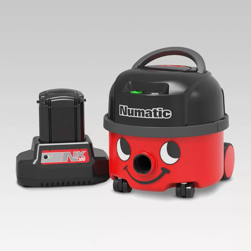 Cordless Numatic 36V Battery Vacuum Cleaner for professional-grade cleaning with TriTex filtration and HepaFlo bag system.