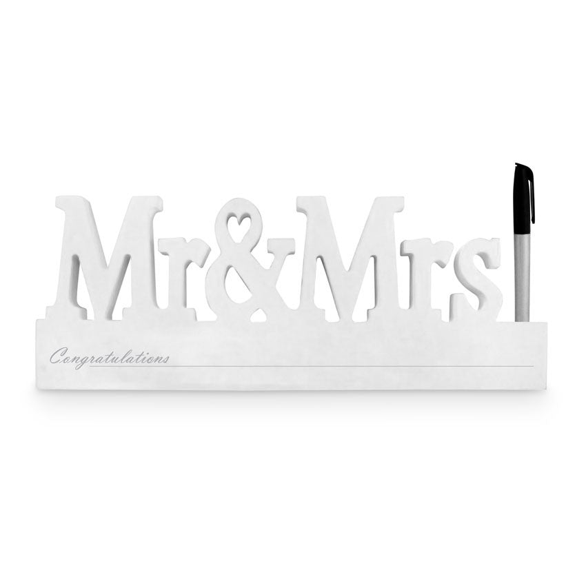Elegant white wooden block for wedding guest signatures, measuring 42cm x 16cm, ideal keepsake for home decor.