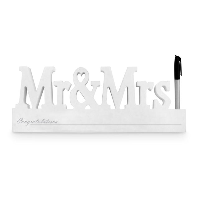 Elegant white wooden block for wedding guest signatures, measuring 42cm x 16cm, ideal keepsake for home decor.