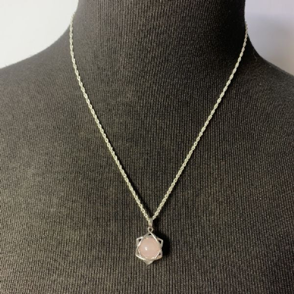 Rose Quartz Star Love Pendant featuring soft pink hues, symbolizing love and harmony, ideal for layering or solo wear.