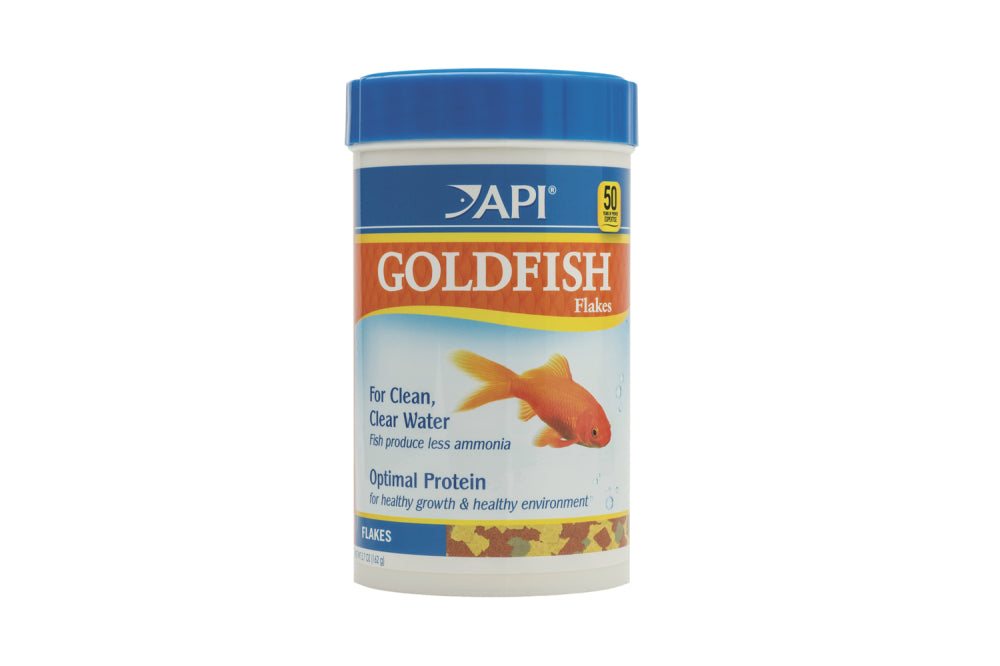 API Goldfish Flakes 162g, ideal fish food for all goldfish, promoting health, vibrant colors, and cleaner water.