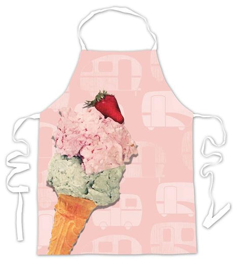 Vintage Summer Ice Cream apron, 80 x 62cm, featuring a charming design perfect for stylish cooking and entertaining.