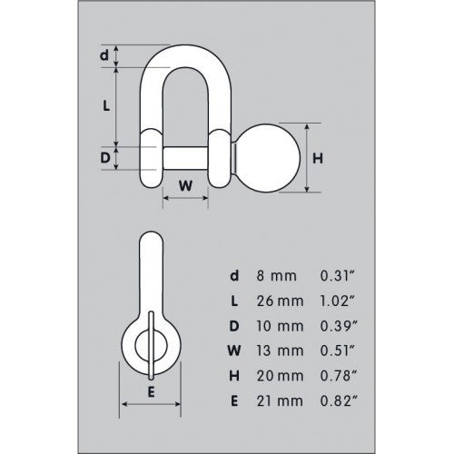 Easy-open shackle key designed for 8mm shackles, features 1500kg limit, crafted from durable carbon and alloy steel.