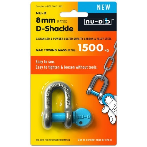 Nu-D Easy Open Shackle Key, 8mm x 1500kg, forged steel for effortless use, safe for lifting and securing tasks.