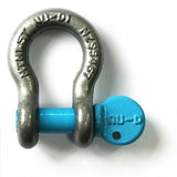 Image of Nu-D Tested Shackle with Easy Open Key Bow, 8mm, 1500kg load limit, showcasing durable steel construction and user-friendly design.