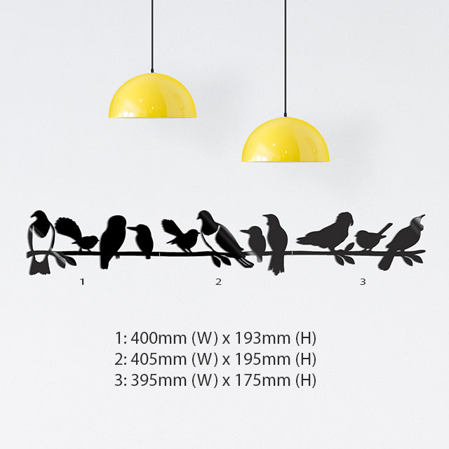 Black wall art featuring NZ birds on a branch, crafted from premium ACM, suitable for indoor and outdoor use.