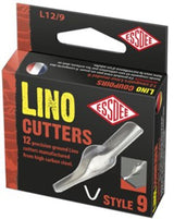 Set of 12 precision Lino Cutters No.9, crafted from high-carbon steel for detailed printmaking and fine line carving.