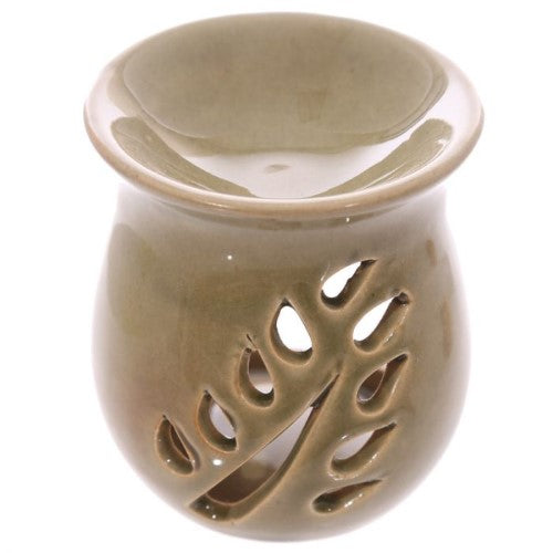 Oil Burner - Leaf Fretwork Design Crackle Glaze (Box of 20)