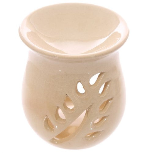 Oil Burner - Leaf Fretwork Design Crackle Glaze (Box of 20)