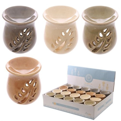 Oil Burner - Leaf Fretwork Design Crackle Glaze (Box of 20)