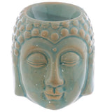Small ceramic Buddha head oil burner with crackle glaze finish, perfect for aromatherapy and enhancing home decor. Box of 12.