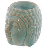 Small ceramic Buddha head oil burner with crackle glaze finish, perfect for aromatherapy and home decor, box of 12.