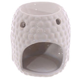 Small ceramic Buddha head oil burners with crackle glaze finish, perfect for essential oils and enhancing relaxation. Box of 12.