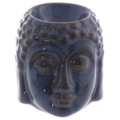 Small Crackle Glaze Ceramic Buddha Head Oil Burner, 8cm, ideal for aromatherapy and home decor, box of 12.