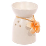 Ceramic oil and wax burners set of 3, speckled cream with floral designs, stylish decor for fragrant ambiance.