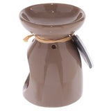 Ceramic oil burners with wooden heart design, 11.5cm tall, perfect for soothing ambiance and essential oils.