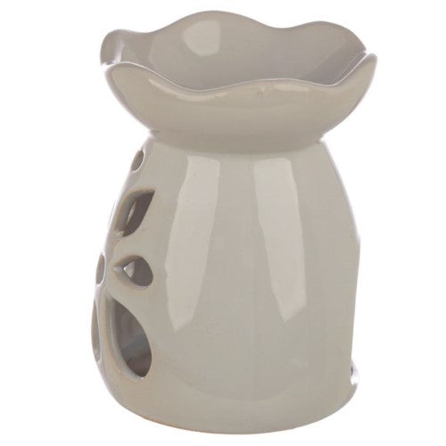 Set of 3 ceramic oil and wax burners in pastel floral designs, ideal for aromatic relaxation and home decor enhancement.