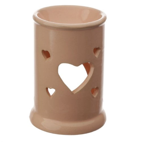 Set of 3 ceramic oil and wax burners with heart cutouts, ideal for creating a cozy atmosphere and enjoying various scents.