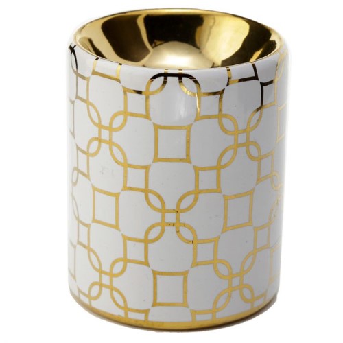 Ceramic Mini Oil Burner - Eden Metallic Gold Geometric (Box of 20)