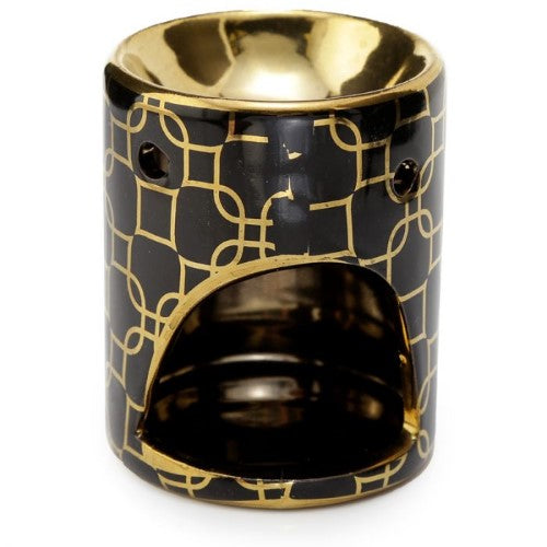Ceramic Mini Oil Burner - Eden Metallic Gold Geometric (Box of 20)