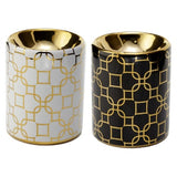 Ceramic Mini Oil Burner in metallic gold geometric design, perfect for enhancing relaxation with essential oils.