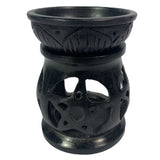 Oil Burner - Pentacle Soapstone Oil Burner Black