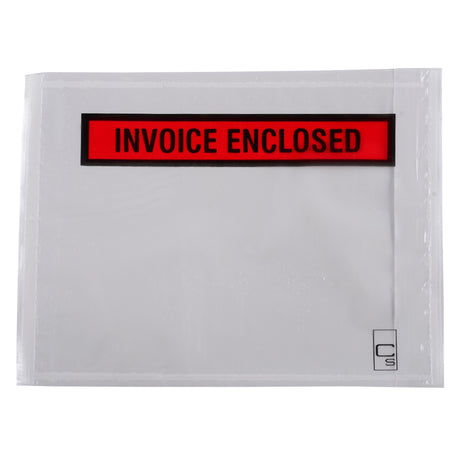 Cumberland Packaging envelopes with "Invoice Enclosed" marking, 155 x 115mm, durable and self-adhesive, box of 1000.