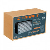 Truper 64 Drawer Plastic Organiser with 64 translucent drawers for efficient storage of tools and supplies, ideal for workshops.