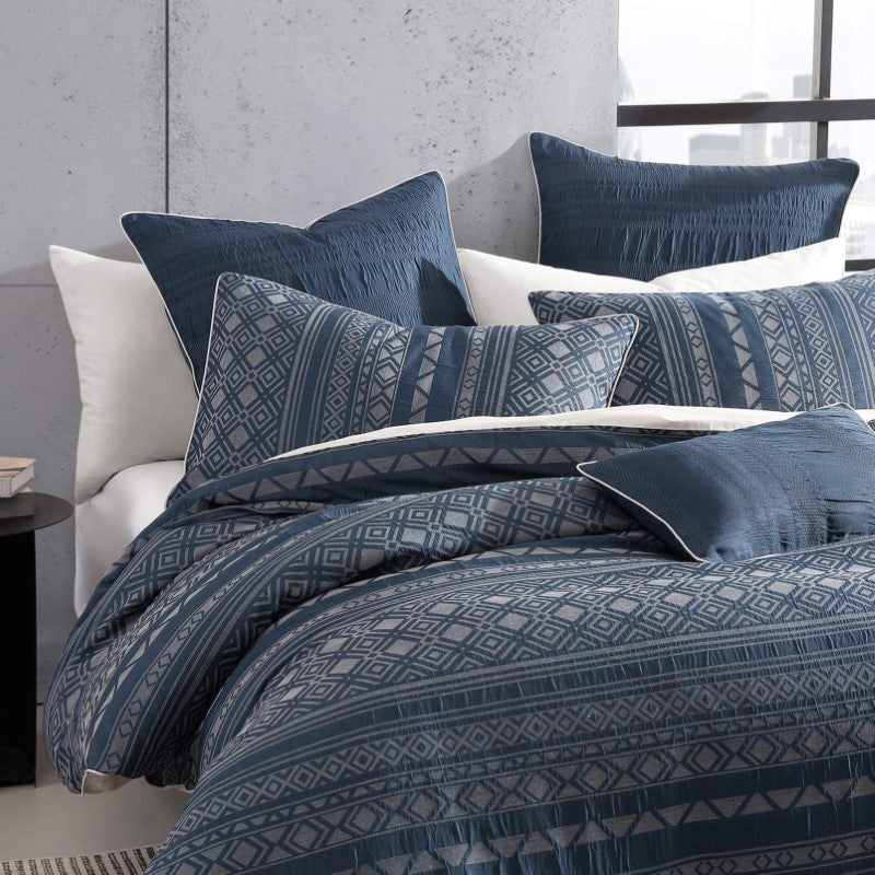 Super King Duvet Cover Set - Orlando Indigo by Logan and Mason Platinum