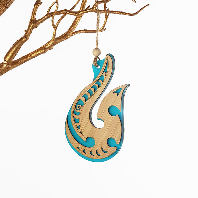 Hanging Ornament - Hook Teal Satin Acrylic (120mm)