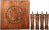 Handcrafted mango wood altar table with Tree of Life symbol, perfect for spiritual practices, measuring 35cm x 35cm x 30cm.