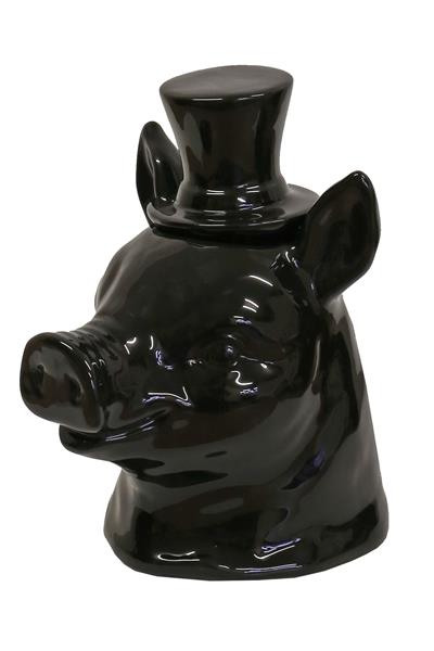 Black ceramic storage jar shaped like a Scottie pig, perfect for organizing items in kitchen or home, sized 15x14x17CM.