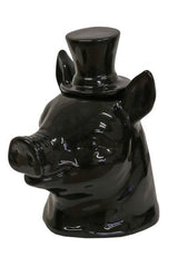 Black ceramic storage jar shaped like a Scottie pig, perfect for organizing items in kitchen or home, sized 15x14x17CM.