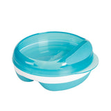 Aqua divided feeding dish for kids with two 120ml compartments, non-slip base, and easy clean-up for mealtime convenience.