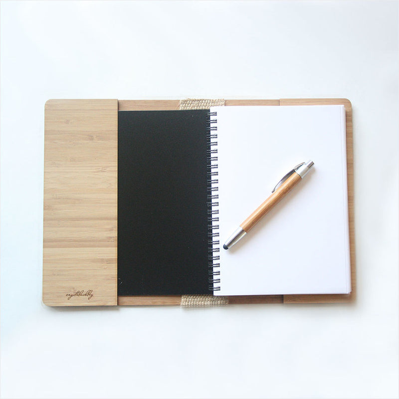 Notebook- Geometric Kiwi -NZ Silver Beech & Bamboo Veneer
