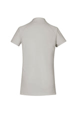 Elegant Byron Ladies Polo in Sand, size 16, showcasing a soft cotton blend, neat collar, and flattering open neckline.