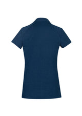 Steel blue Byron Ladies Polo, size 10, featuring a flattering open neckline and soft, breathable fabric for comfort and style.