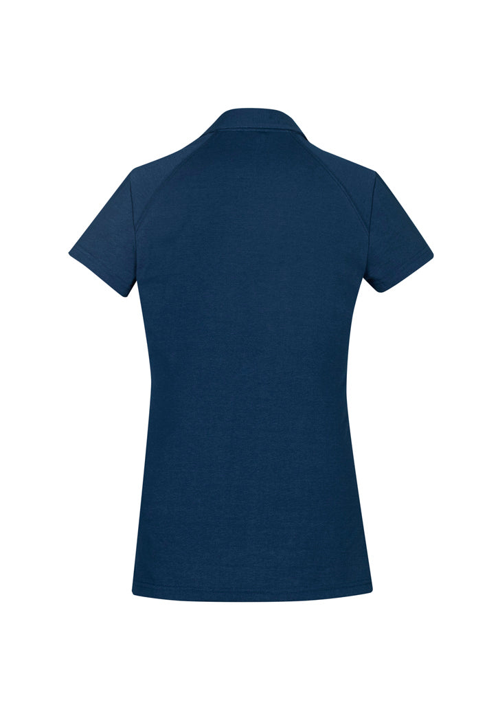 Byron Ladies Polo in Steel Blue, size 24, featuring a neat collar and breathable fabric for stylish comfort.