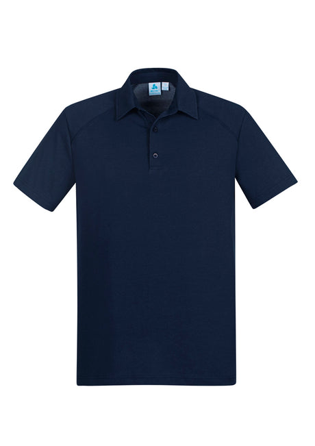 Byron Mens Polo in Navy, 2XL, with self-fabric collar, button placket, and breathable cotton-rich material.