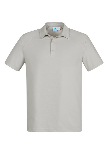 Byron Mens Polo in Sand, 2XL featuring a self-fabric collar and button placket, crafted for comfort and style.