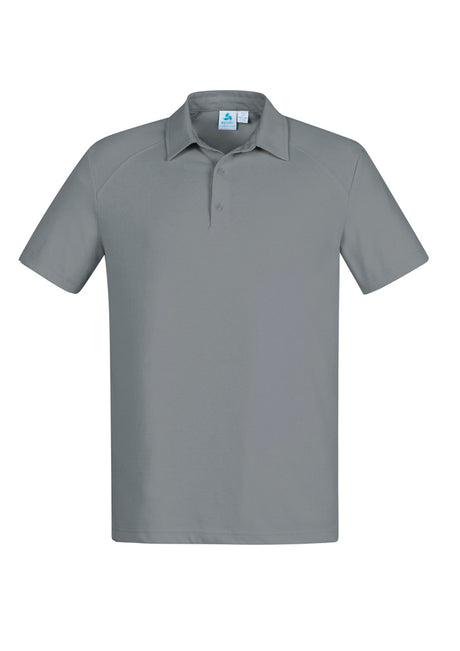 Byron Men's Polo in Silver, size M, features a modern collar, button placket, and practical pocket for versatile style.