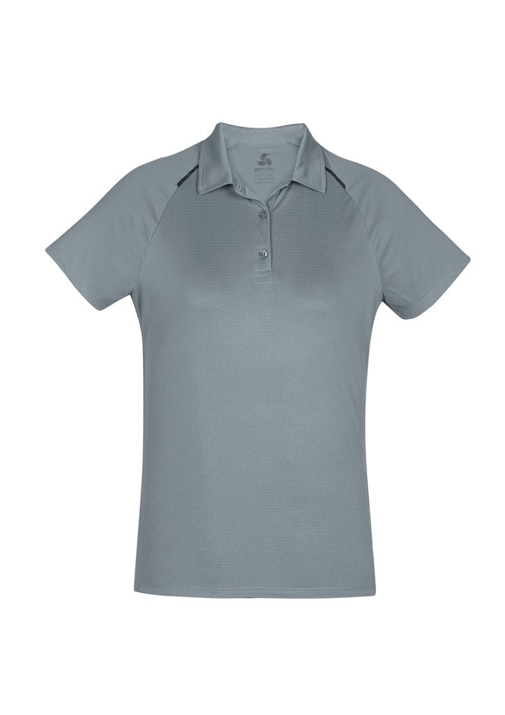 Academy Ladies Polo in Silver/Charcoal; stylish, breathable, UPF-protected shirt for comfort and durability.