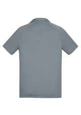 Academy Mens Polo in Silver/Charcoal, 2XL, featuring breathable fabric, UPF protection, and stylish contrast details.