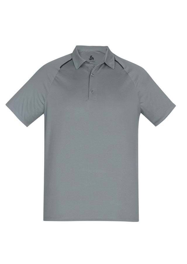 Academy Mens Polo in Silver/Charcoal, 5XL, featuring breathable fabric, UPF protection, and stylish design elements.