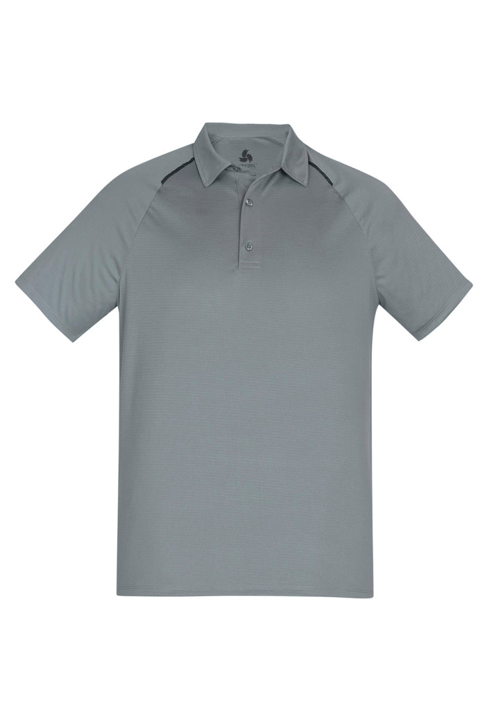 Men's Academy Polo in Silver/Charcoal, 3XL, features breathable fabric, UPF protection, and a stylish contrast design.