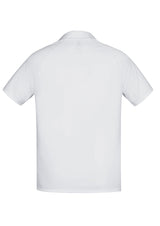 Academy Men's Polo in White/Silver, size S, crafted from breathable polyester with stylish design and practical pocket.