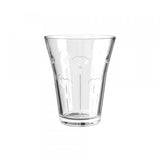 Set of 6 stylish stackable hi-ball glasses with unique leaf patterns, perfect for serving drinks and saving storage space.