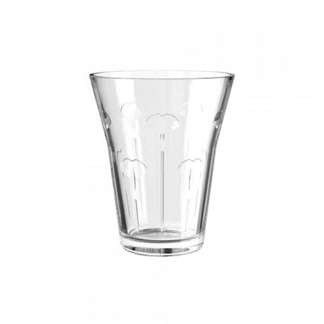 Set of 6 stylish stackable hi-ball glasses with unique leaf patterns, perfect for serving drinks and saving storage space.