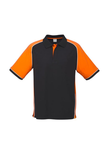 Men's Nitro Polo in black, orange, and white, featuring a modern design, UPF protection, and a comfortable 3XL fit.