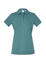 Jasper Green Ladies City Polo, size 22, featuring a waffle knit collar, breathable cotton fabric, and UPF 50+ sun protection.